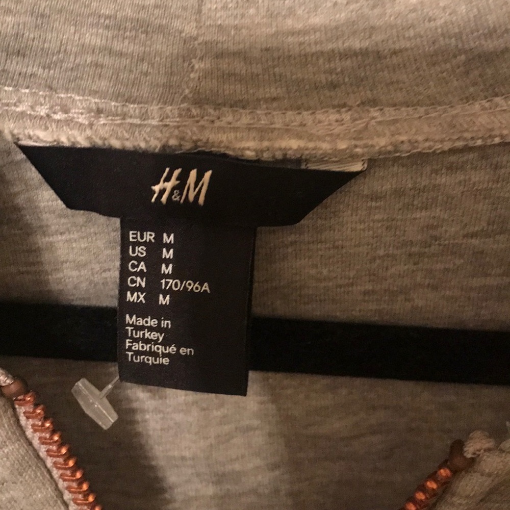 H&M Gray Hooded Zip Up Jacket Sz M - Picture 4 of 5